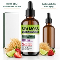 YanNI  Tetes Cairan Sea Moss dengan Bladderwrack 2000mg Rasa Strawberry Lime Mineral Esensial Grosir OEM ODM