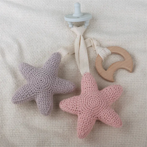 Chupete de ganchillo de algodón hecho <span class=keywords><strong>a</strong></span> mano, cadena con Clip, estrella personalizada, soporte ficticio y edredón, juguete para la dentición para 0-12 meses - Product Image 3