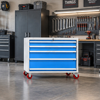Armoire à outils mobile robuste en acier à quatre, cinq ou six tiroirs, avec panneau perforé en option, pour garage, atelier, usine, réparation (OEM/ODM)