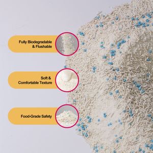 Litière pour chat en gros, en vrac, mélangée, sans poussière, anti-odeur, haute absorption, entièrement biodégradable, jetable aux toilettes, en cassava et tofu - Product Image 2