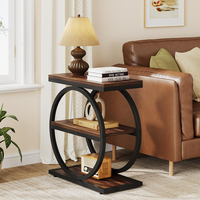 Table d'appoint en fer forgé de style américain, en bois massif, nouvelle table d'appoint pour canapé, table basse, table d'appoint de rangement pour salon