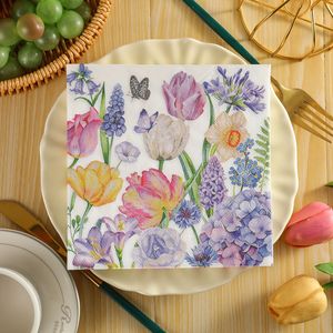New cross-border floral print napkins, party <b>tissues</b>, themed <b>colorful</b> plant party disposable napkins - Product Image 5