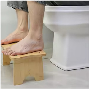 Bamboo <b>Bathroom</b> <b>Stool</b> Wooden Toilet Squatting Seat Non Slip Minimalist Design Easy Clean <b>Storage</b> Rack For <b>Bathroom</b> - Product Image 2