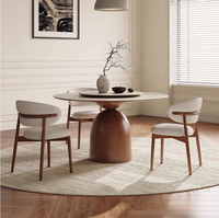 Moderner Esstisch aus Eschenholz & Steinplatte mit 6-Stühlen, Drehbarem Design, Kompaktes Esszimmermöbel für Zuhause