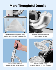 Electric Ice Shaver Snow Cone Maker Ice Crusher Portable Semi-Automatic Mechanical <strong>Control</strong> PP Commercial Cocktails High Capacity - Product Image 5