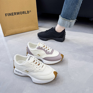 Nouvelles baskets blanches à semelle épaisse Printemps 2026, polyvalentes, légères, rehaussantes, color block, chaussures de sport décontractées pour femmes - Product Image 2
