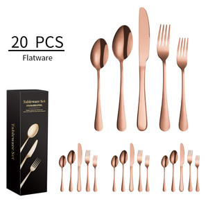 High Quality 20pcs Gold Plated Cutlery Stainless Steel Flatware <b>Set</b> for Luxury <b>Tea</b> Parties and Weddings for Hotels - Product Image 4