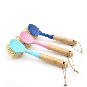 プロモーション高品質竹環境プラスチックナイロンウールロングハンドルディッシュブラシ再利用可能なキッチンディッシュブラシポットブラシ - Product Image 5