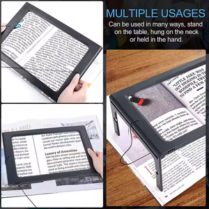 Foldable Desktop 3X Large Full <strong>Page</strong> Magnifying Glass Hands Free A4 Rectangular <strong>Reading</strong> <strong>Magnifier</strong> with LED <strong>Lights</strong> - Product Image 4