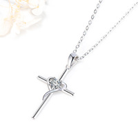 Rétro Simple à la mode S925 argent croix Long Style collier pendentif chandail chaîne pour les femmes