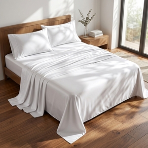 King Size 100% Ägyptische Baumwolle Bettwäsche-<span class=keywords><strong>Set</strong></span> 600TC 4-teilig Weiß Weich Kühlend Luxus Hotel Satin Bettwäsche aus China - Product Image 2