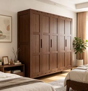 Modern Minimalist Wooden <b>Wardrobe</b> Shaker Doors Hinged Solid Wood Freestanding <b>Large</b> Capacity Bedroom Furniture - Product Image 1