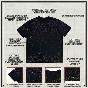 T-shirt en jersey tricoté épais pour homme, style vintage et formel, avec ornements en strass, coupe oversize, motif sérigraphié - Product Image 2