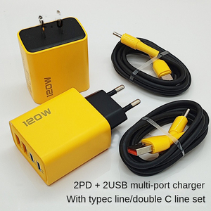 <span class=keywords><strong>Chargeur</strong></span> de téléphone <span class=keywords><strong>double</strong></span> USB + Type C 120W de haute qualité d'usine avec câble inclus, adaptateur de charge rapide PD USB Type C - Product Image 2