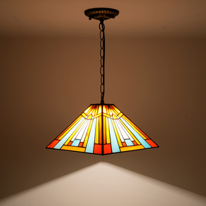 Lampada a Sospensione Tiffany, Illuminazione Pendente Antica in Vetro Colorato per Isola Cucina, Sala da Pranzo, Studio - Product Image 4