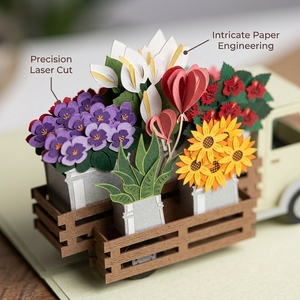 3D Flower Truck Pop Up Greeting <b>Card</b> Paper Craft Decorative Valentine's Day <b>Gift</b> <b>Card</b> - Product Image 3