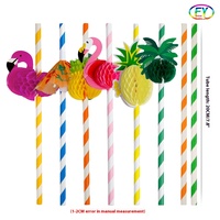 Pailles en papier jetables hawaïennes créatives ananas cocotier flamant rose tube de papier décoratif pour les fêtes de fin d'année