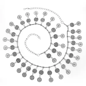波西米亚复古仿古民族吉普赛部落印第安人氧化银币腰带kamarband珠宝肚皮链