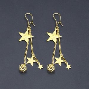Jxx Direct Supply Unisex 24K Gold Plated Brass Hoop Heart Zircon Triangle Drop <b>Stud</b> <b>Earrings</b> Classic Design - Product Image 6