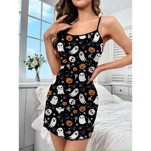 Nuova Collezione 2024: Camicie da <span class=keywords><strong>Notte</strong></span> Sexy per Halloween in Seta Artificiale, Abito Erotico da Camera da Letto, Pigiama Casual Sexy - Product Image 4