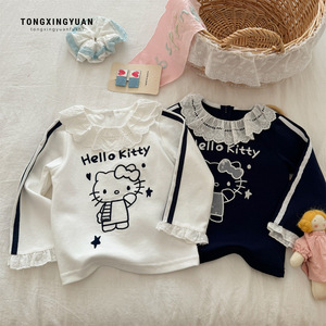 Tongxingyuan Girls' Hello Kitty Long Sleeve T-shirt Spring Cute Cartoon Top Breathable Baby Clothing - Product Image 1
