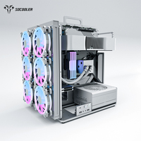Socooler Scientific Calculation SOC-F-360*2 Mid Tower PC Gamer Case GPU Support ATX Aluminum Alloy Side Panel Window Dual