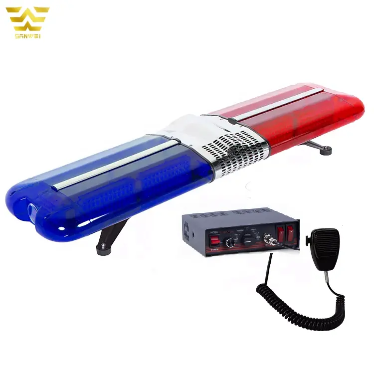 Factory wholesale DC12V red blue emergency Lights LED roof mount warning flashing ambulance light bar With Siren horn