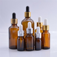 Bernsteinfarbene Glasfläschchen mit Pipette 10ml 20ml 30ml 50ml 100ml, Ätherische Öle & Serum-Fläschchen mit Goldfarbenem Pipettenverschluss