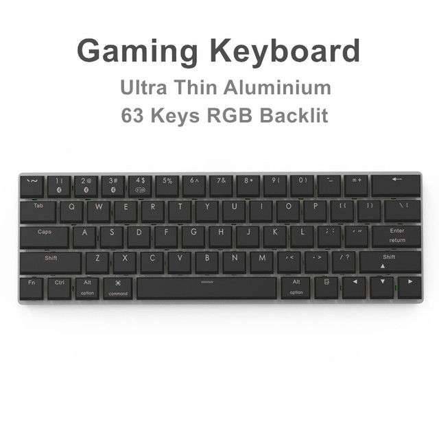 Dual Mode Mechanical Gaming Keyboard Aluminium 63-Key OEM Layout RGB Backlit Ultra-thin Wired Hot Swappable