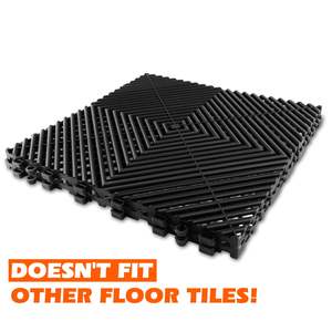 Dalles de sol de garage design moderne 15,7x15,7 pouces, noires, antidérapantes, en PP, pour garage et sous-sol, usage intérieur - Product Image 3