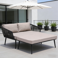Canapé-lit d'extérieur pour jardin, chaise longue double avec dossier, structure en acier inoxydable, design moderne, résistant aux intempéries, pour hôtel