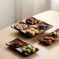 Creatieve houten snack schaal - Luxe gescheiden fruit- en notenplateau voor de salontafel