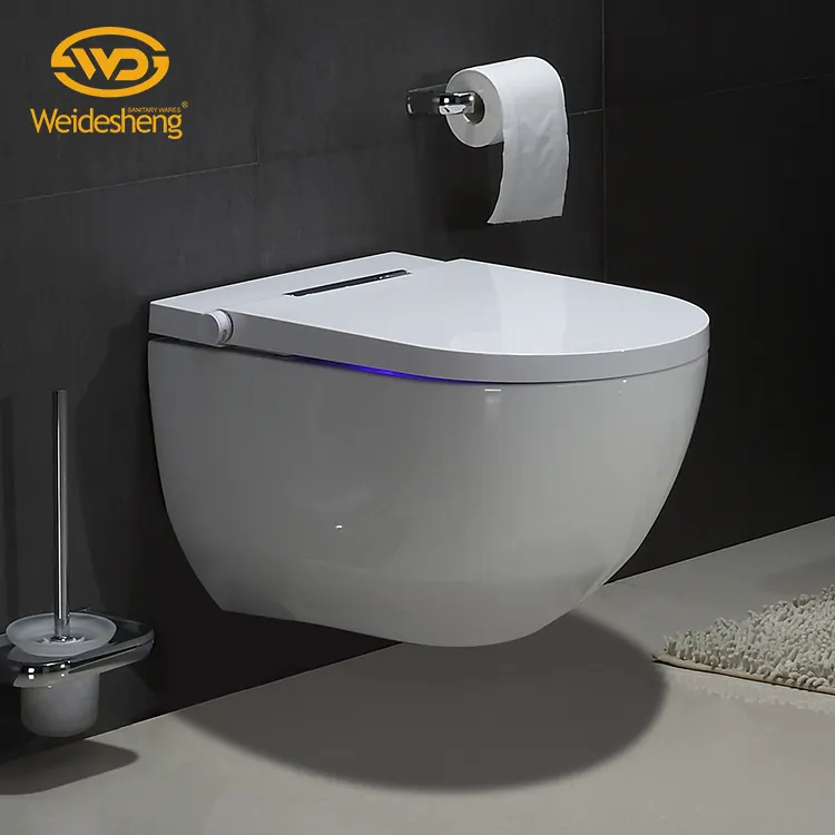 Tampa de assento do toalete parede-pendurado com Inteligente inteligente de poupança de água automático parede hung bidé sanita inteligente