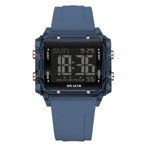 <span class=keywords><strong>Montre</strong></span> numérique sport pour hommes et femmes avec alarme et chronographe en silicone étanche à écran LCD carré-pour adolescents - Product Image 4