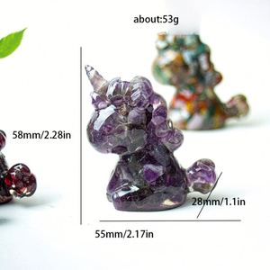 รูปปั้นเรซิ่นพร้อมชิปคริสตัลธรรมชาติ - ของตกแต่งบ้านแกะสลักด้วยมือ - Product Image 4