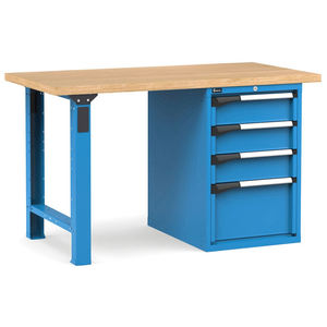 Établi Fami Master 150cm bleu avec plateau en bois et armoire à 4 tiroirs - Product Image 1