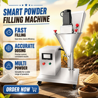 Desktop poeder vulmachine, kleine commerciële kwantitatieve vulmachine voor cacao, melk, bloem, matcha, kokos, fruit sap poeder