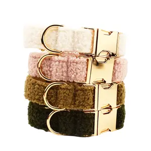 Custom Luxe Graveerbare Hondenhalsband Teddy Pluche Fluwelen Vlinderdas Zachte Banden Voor Honden Halsbanden Riemen Set