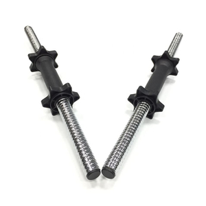 Barra Corta de Acero Yx con Bloqueo de 2 Estrellas, Agarre Moleteado, Recubrimiento de Goma Antideslizante, Discos de Pesas para Levantamiento de Pesas - Negro Plateado - Product Image 6