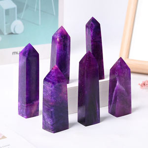 Groothandel Kristal Ambachtelijke Kristallen Punt Toverstaf Paarse Maansteen Punt Voor Decoratie - Product Image 1