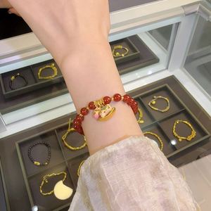 Bracelets porte-bonheur rouges perlés pour femmes, style chinois, signe du zodiaque Cheval, bracelet extensible fait main, bijoux d'amitié, accessoires - Product Image 4