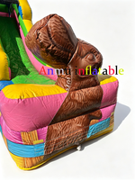 Toboggan gonflable commercial en PVC à double glissière, thème lapin de Pâques et œufs, pour enfants, idéal pour les fêtes de plein air et la location