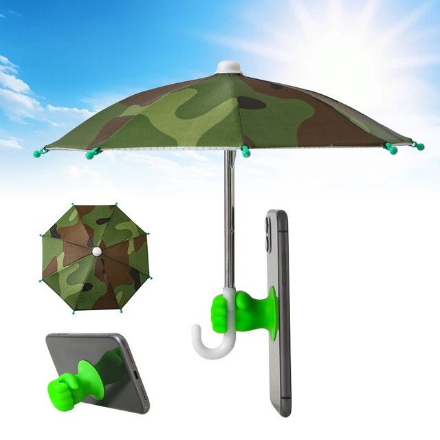 Mini Umbrella for Smart Phone with Suction Cup Holder, Outdoor Anti-Glare Sunshade Cover, Anti-Reflective Screen Protector