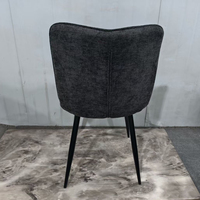 Chaise de salle à manger contemporaine rembourrée, assise en tissu lin, avec pieds en fer anti-rayures, pour l'hôtellerie commerciale
