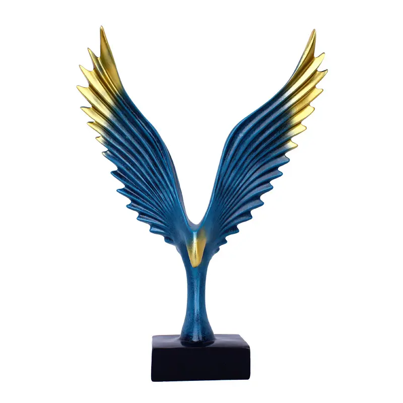 Décor d'aigle volant haut en résine, artisanat moderne avec des ailes