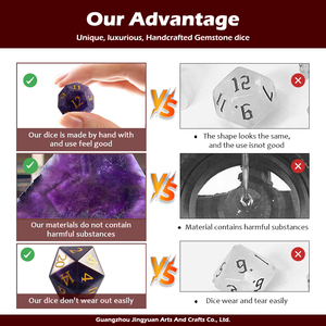 Dices nhà sản xuất biểu tượng tùy chỉnh đá tự nhiên 1pcs D6 RPG DND đa diện đá quý thạch anh tím xúc xắc Bộ xúc xắc cho DND trò chơi - Product Image 4