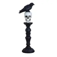 Figurines en résine noire naturelle, couronne et crâne, pour décoration de la maison Halloween