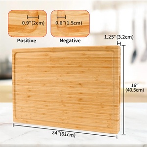 Planche à découper en bambou, bloc de boucher en bois pour <span class=keywords><strong>dinde</strong></span>, viande, légumes, barbecue, avec poignée et rainure de jus - Product Image 4