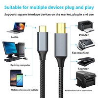 Câble de données pour imprimante Type-C vers USB-A en cuivre avec conducteur en cuivre nu pour ordinateur portable et clavier