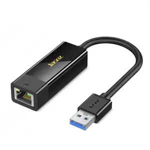 Jasoz 10/100/1000M RJ45 جيجابت إيثرنت محول Usb3.0 إلى بطاقة الشبكة الأسود